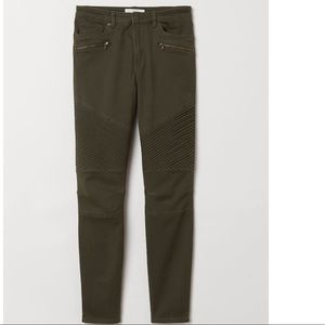 Dark Khaki Green Biker Jeans